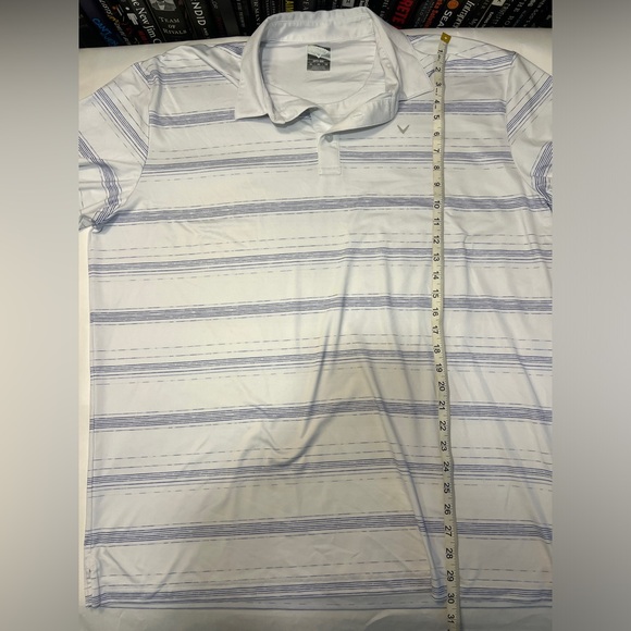 Callaway Men's Opti-Dri Striped Polo Shirt White & blue stripes | size XL - Picture 5 of 6
